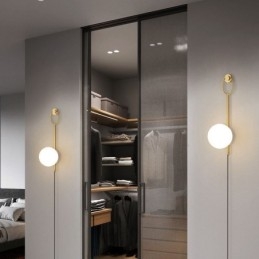 Modern Globe Vägglampa Borstad Guldglas Vägglampa