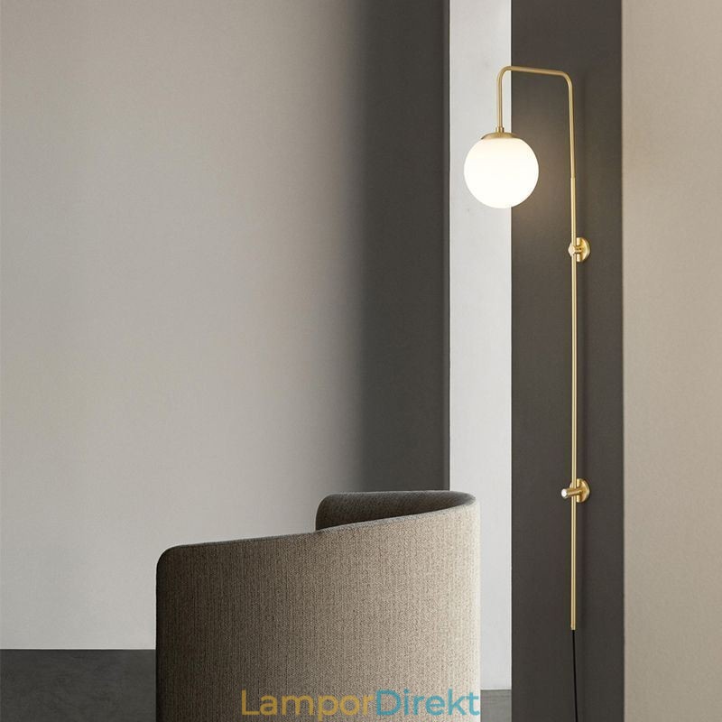 Modern Globe Vägglampa Borstad Guldglas Vägglampa