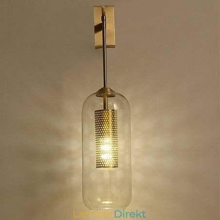 Nordic Brass Vägglampa Inner Hollow Out Cylinder Glas Lamp Skärm Nordic Brass Vägglampa Inner Hollow Out Cylinder Glas Lamp Skärm