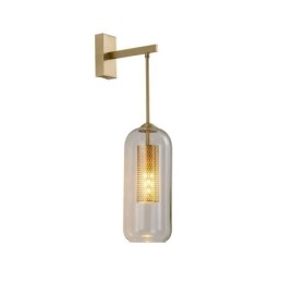 Nordic Brass Vägglampa Inner Hollow Out Cylinder Glas Lamp Skärm