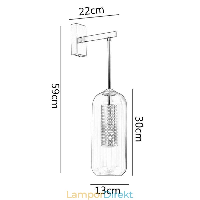 Nordic Brass Vägglampa Inner Hollow Out Cylinder Glas Lamp Skärm