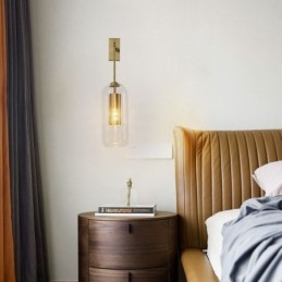 Nordic Brass Vägglampa Inner Hollow Out Cylinder Glas Lamp Skärm
