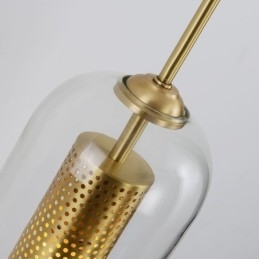 Nordic Brass Vägglampa Inner Hollow Out Cylinder Glas Lamp Skärm