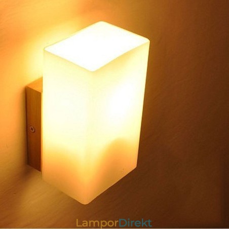 Nordic Wood Vägglampa Glas Lampskärm Sconce Light Nordic Wood Vägglampa Glas Lampskärm Sconce Light