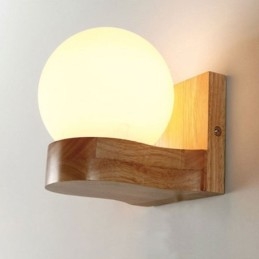Nordic Solid Wood Vägglampa Cozy Ball Shape Sconce Light