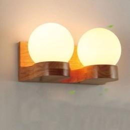 Nordic Solid Wood Vägglampa Cozy Ball Shape Sconce Light