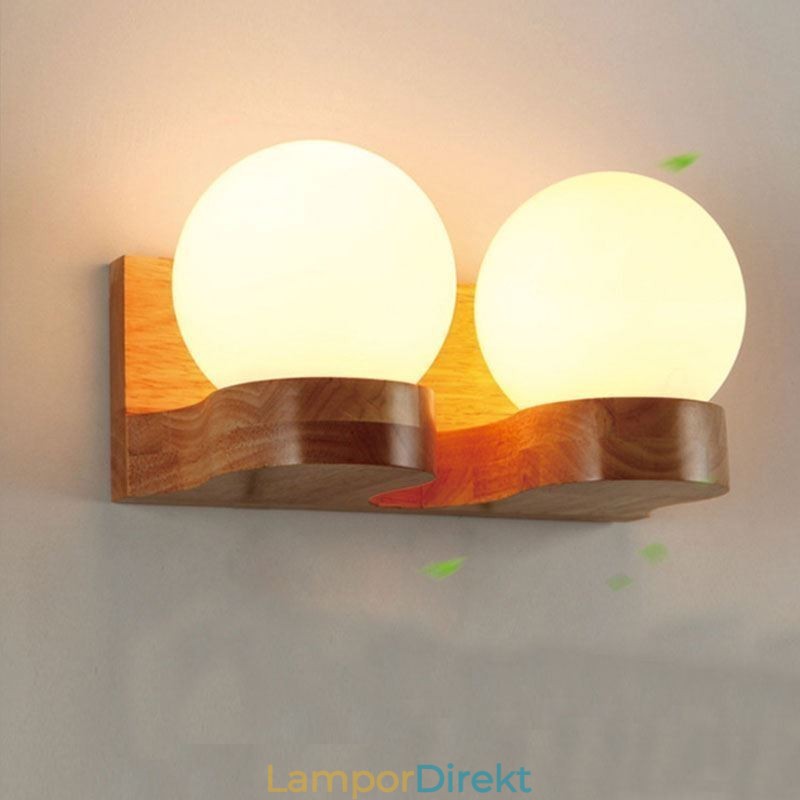Nordic Solid Wood Vägglampa Cozy Ball Shape Sconce Light