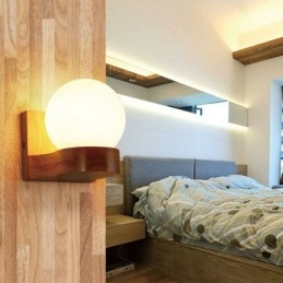 Nordic Solid Wood Vägglampa Cozy Ball Shape Sconce Light