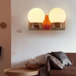 Nordic Solid Wood Vägglampa Cozy Ball Shape Sconce Light