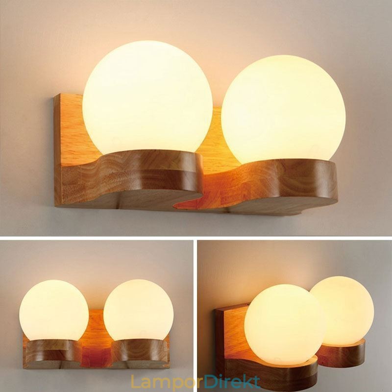 Nordic Solid Wood Vägglampa Cozy Ball Shape Sconce Light