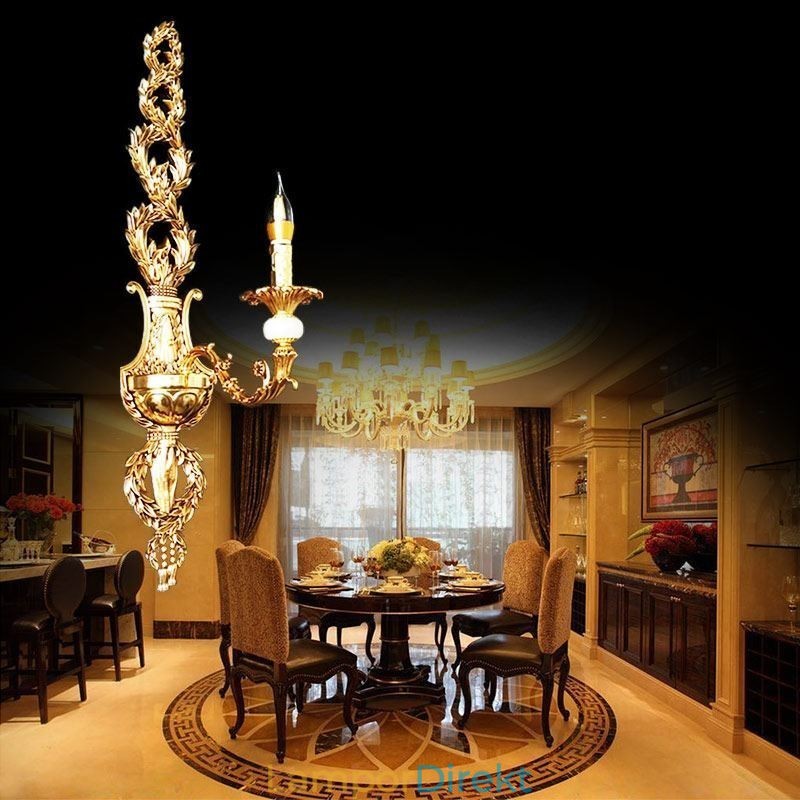 Europeisk Vägglampa Lyxig Kronblad Vägglampa Jade Dekorationslampa Sängbelysning