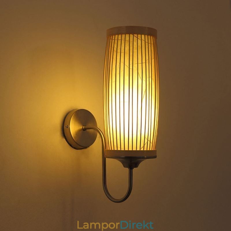 Midjetrumma Design Vägglampa Creative Bamboo Wall Sconce Sängtrappa Lantlig Belysning