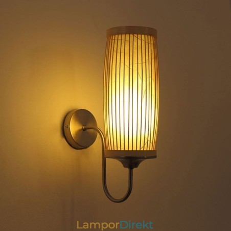 Midjetrumma Design Vägglampa Creative Bamboo Wall Sconce Sängtrappa Lantlig Belysning