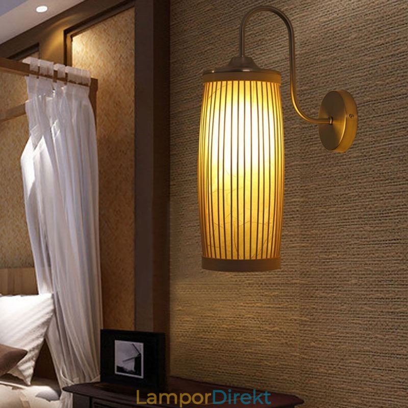 Midjetrumma Design Vägglampa Creative Bamboo Wall Sconce Sängtrappa Lantlig Belysning