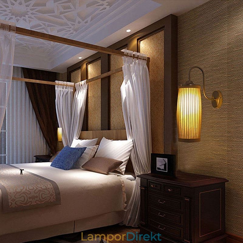 Midjetrumma Design Vägglampa Creative Bamboo Wall Sconce Sängtrappa Lantlig Belysning