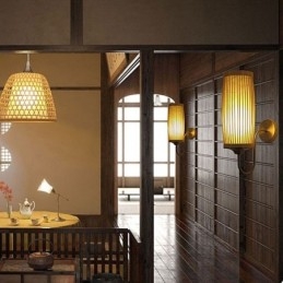 Midjetrumma Design Vägglampa Creative Bamboo Wall Sconce Sängtrappa Lantlig Belysning