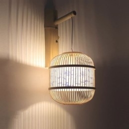 Cage Design Vägglampa Creative Bamboo Hängande Vägglampa Sänglampa Dekorativt Ljus