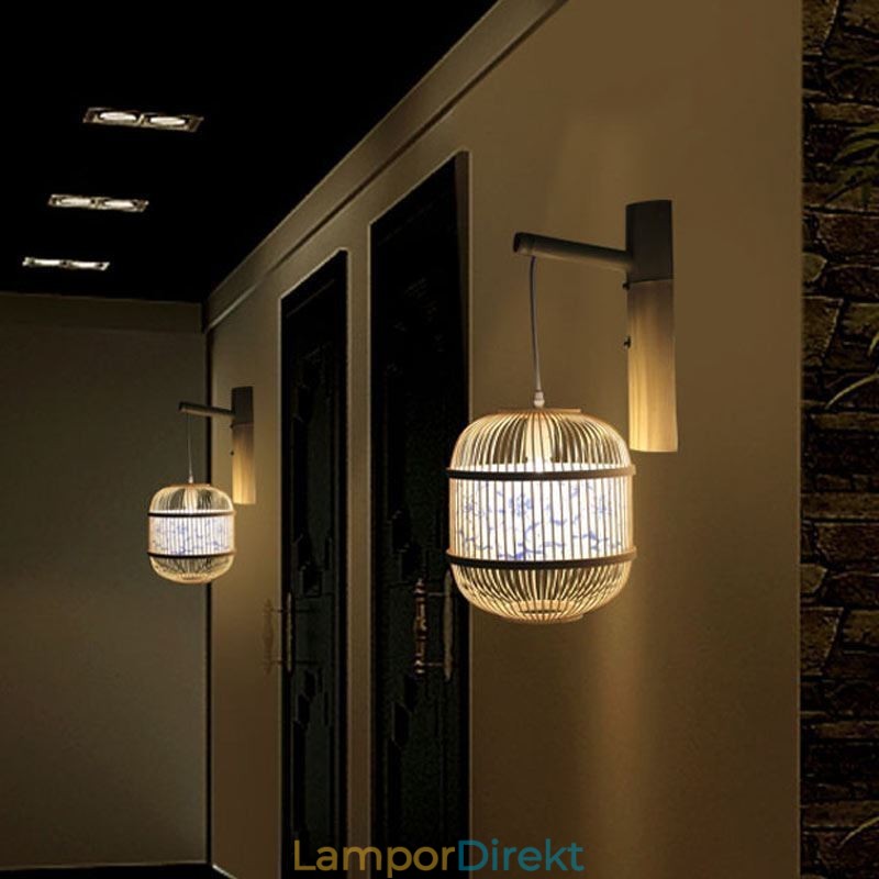 Cage Design Vägglampa Creative Bamboo Hängande Vägglampa Sänglampa Dekorativt Ljus