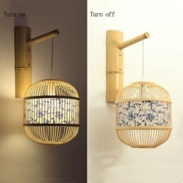 Cage Design Vägglampa Creative Bamboo Hängande Vägglampa Sänglampa Dekorativt Ljus