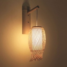 Nedåtriktad Bambu Vägglampa Lantlig Rund Vägglampa Säng Tehus Creative Light
