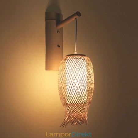 Nedåtriktad Bambu Vägglampa Lantlig Rund Vägglampa Säng Tehus Creative Light Nedåtriktad Bambu Vägglampa Lantlig Rund Vägglampa Säng Tehus Creative Light