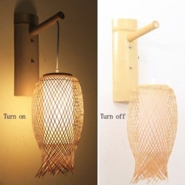 Nedåtriktad Bambu Vägglampa Lantlig Rund Vägglampa Säng Tehus Creative Light