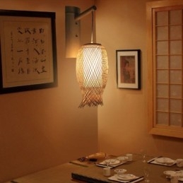 Nedåtriktad Bambu Vägglampa Lantlig Rund Vägglampa Säng Tehus Creative Light