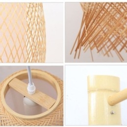 Nedåtriktad Bambu Vägglampa Lantlig Rund Vägglampa Säng Tehus Creative Light