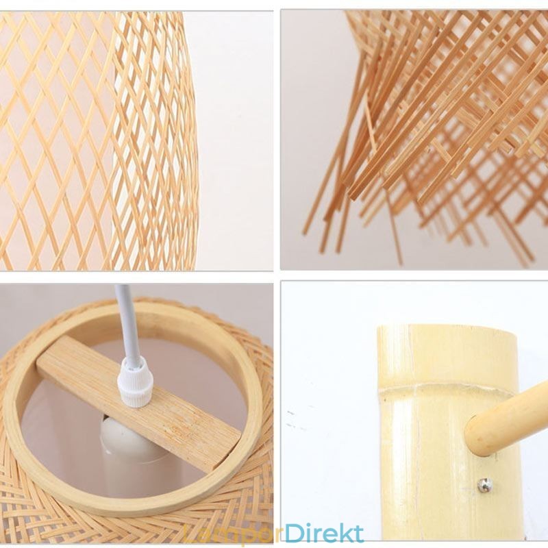 Nedåtriktad Bambu Vägglampa Lantlig Rund Vägglampa Säng Tehus Creative Light