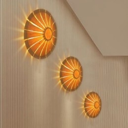 Vägglampa Med Rund Blomma Unik Vägglampa I Bambu Kreativ Dekorativ Belysning