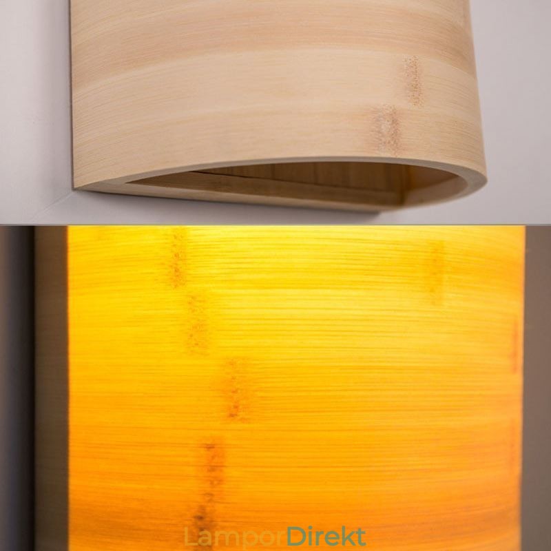 Japansk Bambu Vägglampa Enkel Halvcirkel Vägglampa Sängbelysning