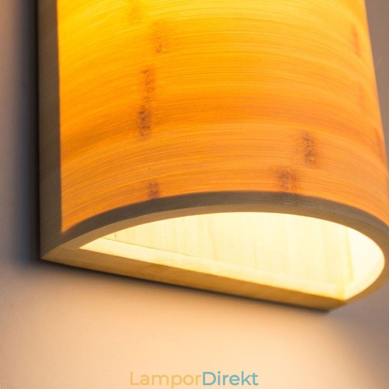 Japansk Bambu Vägglampa Enkel Halvcirkel Vägglampa Sängbelysning