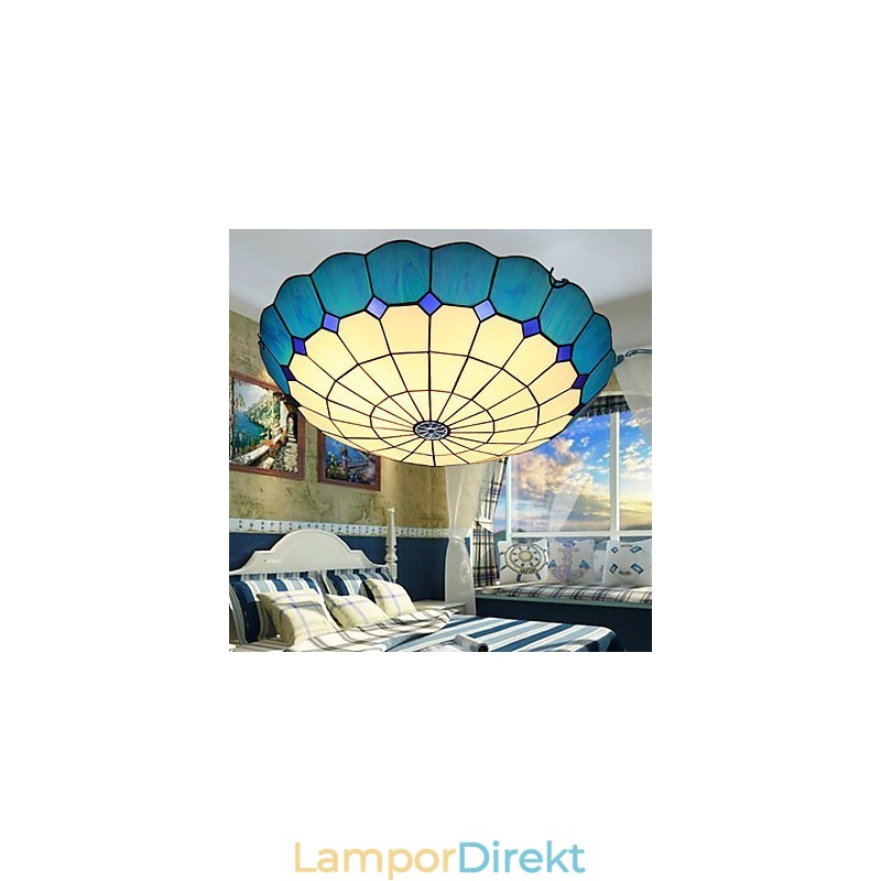 European Rural Creative Arts Målat Glas Absorbera Dome Lamp Light