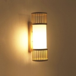 Vertikal Bambuvägglampa Kreativ Rund Vägglampa Sängtrappabelysning
