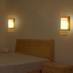 Vertikal Bambuvägglampa Kreativ Rund Vägglampa Sängtrappabelysning