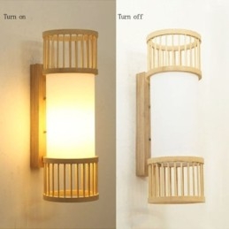 Vertikal Bambuvägglampa Kreativ Rund Vägglampa Sängtrappabelysning