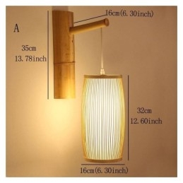 Vävd Bambu Vägglampa Retro Kinesisk Väggbelysning