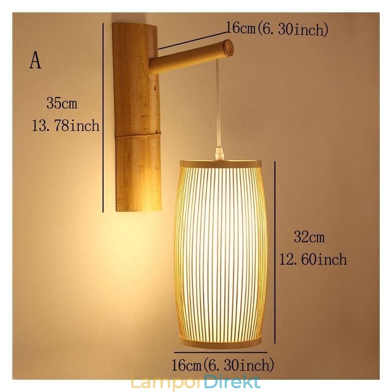 Vävd Bambu Vägglampa Retro Kinesisk Väggbelysning