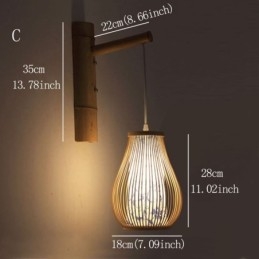 Vävd Bambu Vägglampa Retro Kinesisk Väggbelysning