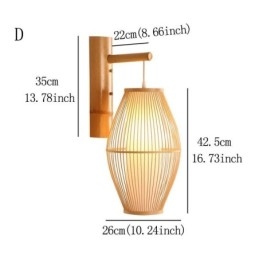 Vävd Bambu Vägglampa Retro Kinesisk Väggbelysning