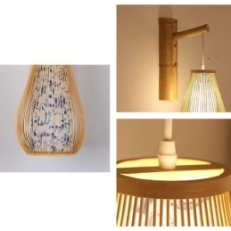Vävd Bambu Vägglampa Retro Kinesisk Väggbelysning