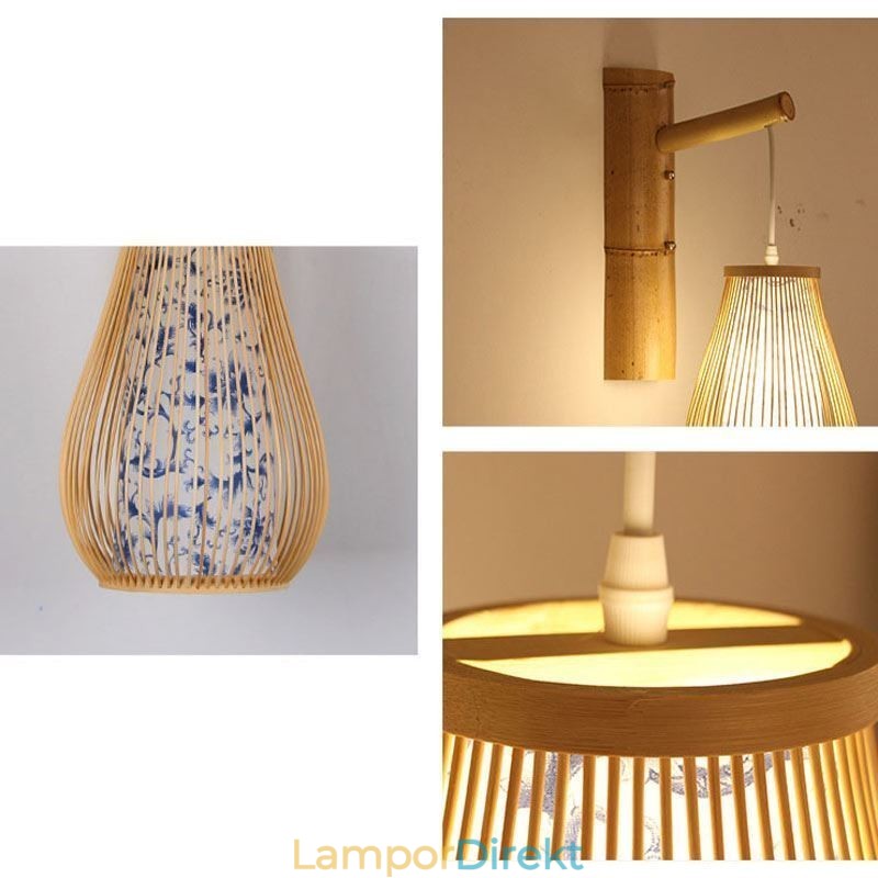 Vävd Bambu Vägglampa Retro Kinesisk Väggbelysning