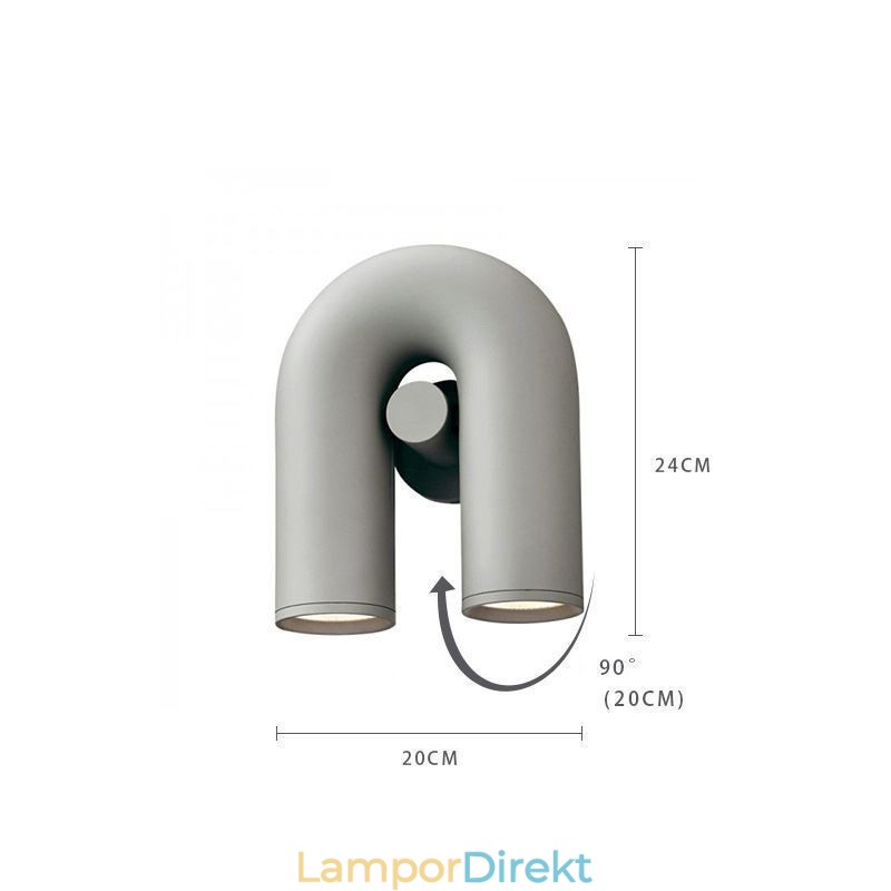Vägglampa U-Form Minimalistisk Kreativ Vägglampa 90 Roterande Lampskärm