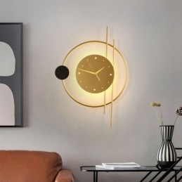 Klocka Vägglampa Modern Minimalistisk Smidesjärn Vägglampa Och