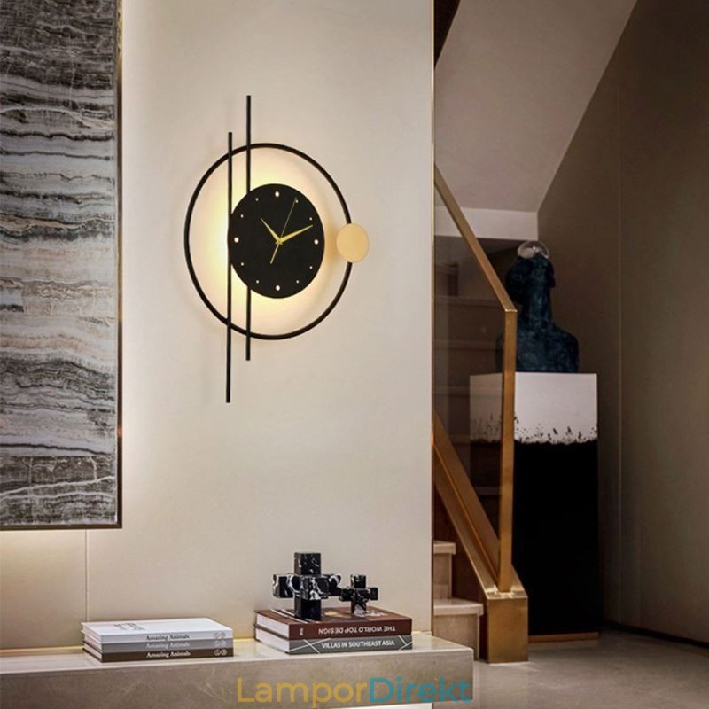 Klocka Vägglampa Modern Minimalistisk Smidesjärn Vägglampa Och