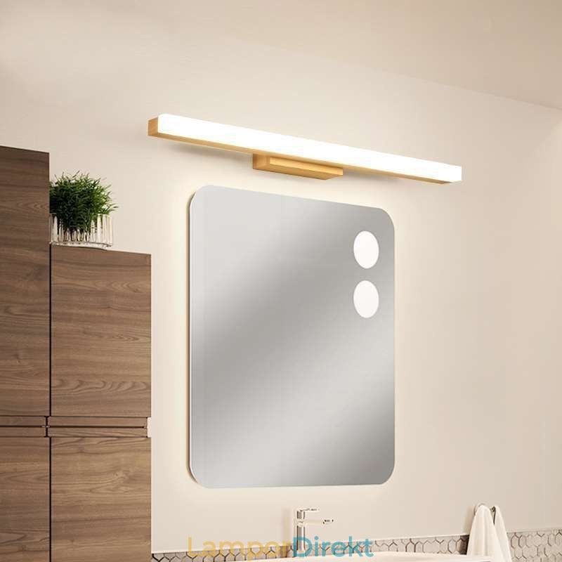 Spegelljus Vägglampa I Massivt Trä Modern Sconce Vägglampa