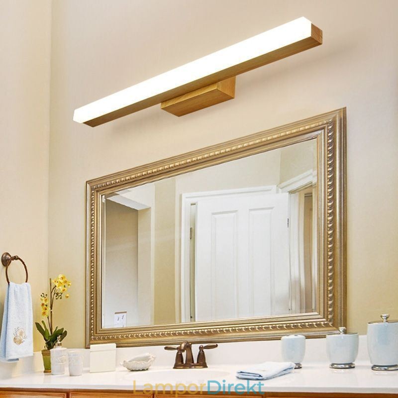 Spegelljus Vägglampa I Massivt Trä Modern Sconce Vägglampa