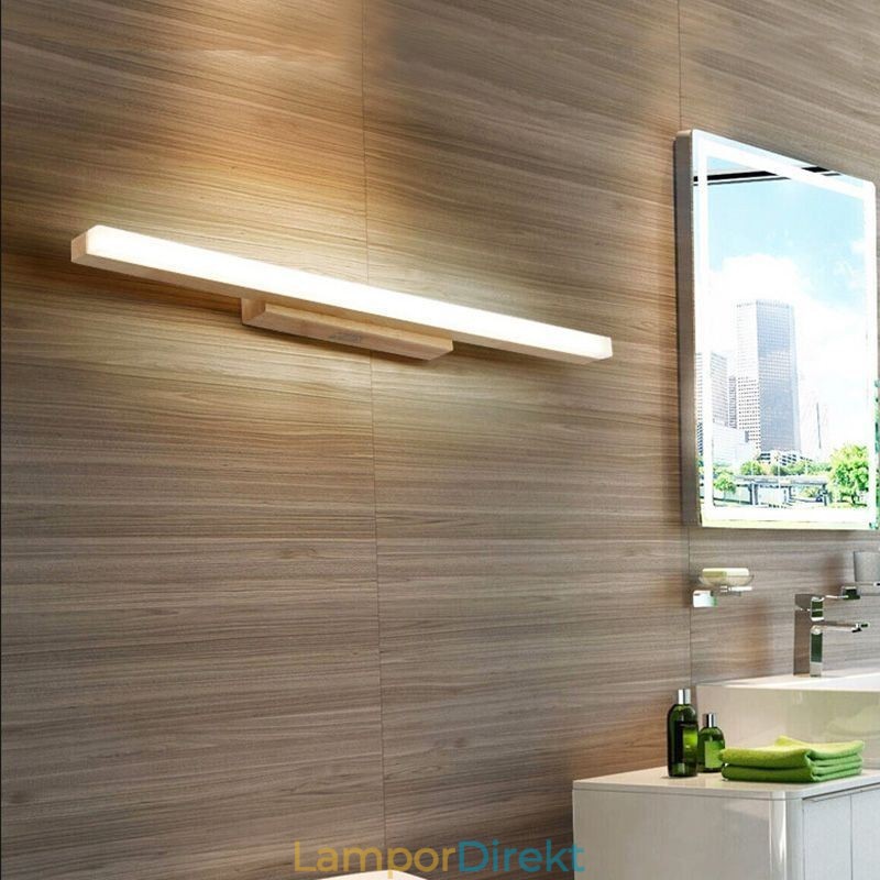 Spegelljus Vägglampa I Massivt Trä Modern Sconce Vägglampa