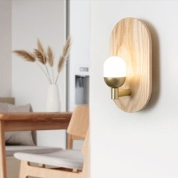 Dekoration Vägg Trä Lampa Entré Gångljus Nordic Bedside Vägglampa