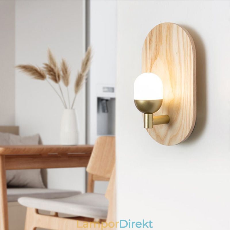 Dekoration Vägg Trä Lampa Entré Gångljus Nordic Bedside Vägglampa